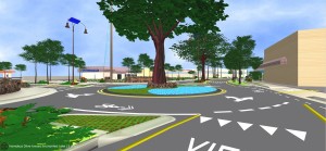 Approaching Yield Line at the Hahani St. Roundabout.