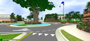 Approaching Yield Line at the Aoloa St. Roundabout.
